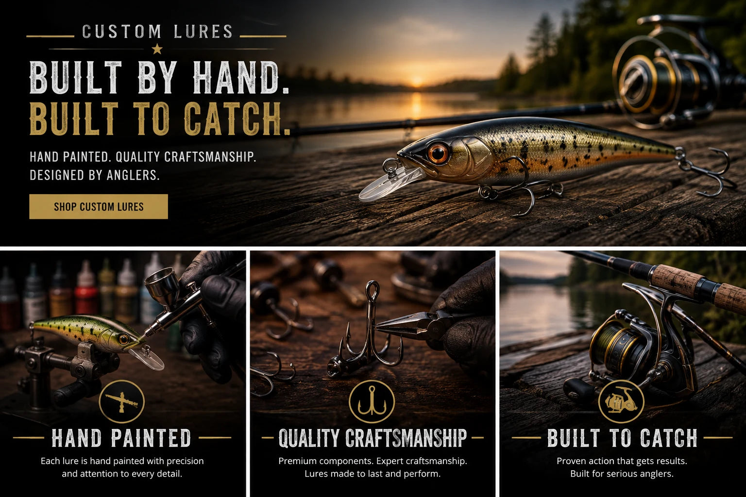 Lupold Custom Lures, built by hand and built to catch, with hand-painted, craftsmanship, and performance features
